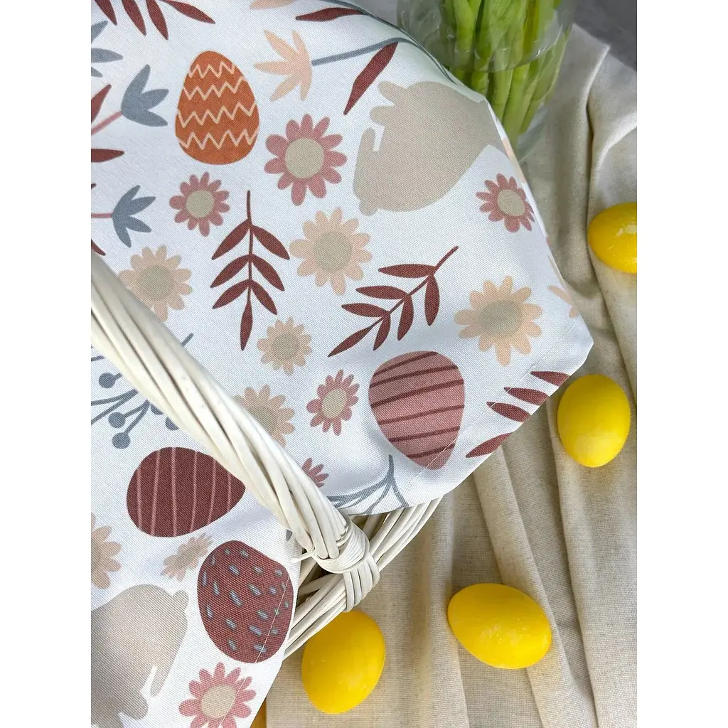 Пасхальное полотенце водоотталкивающее для корзины Пасхальные зайчики 70х40 см белый - фото 4