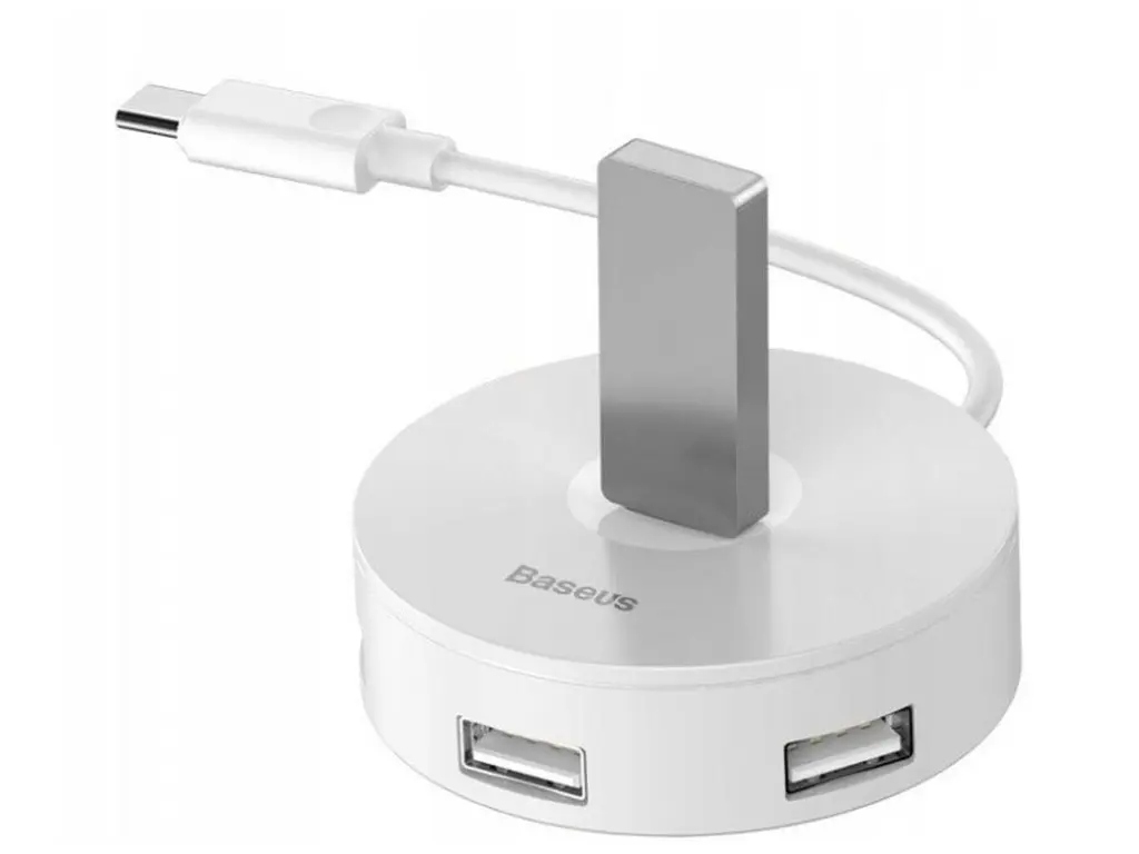 Хаб Type-C HUB Baseus Round Box to 1USB3.0/3USB2.0 CAHUB-G02 White - фото 2