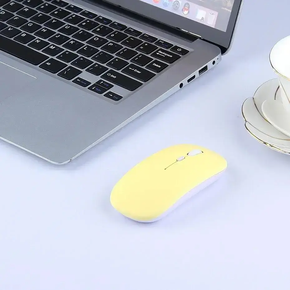 
Мишка безшумна комп'ютерна бездротова Bluetooth, USB, що перезаряджається, Жовта - фото 4