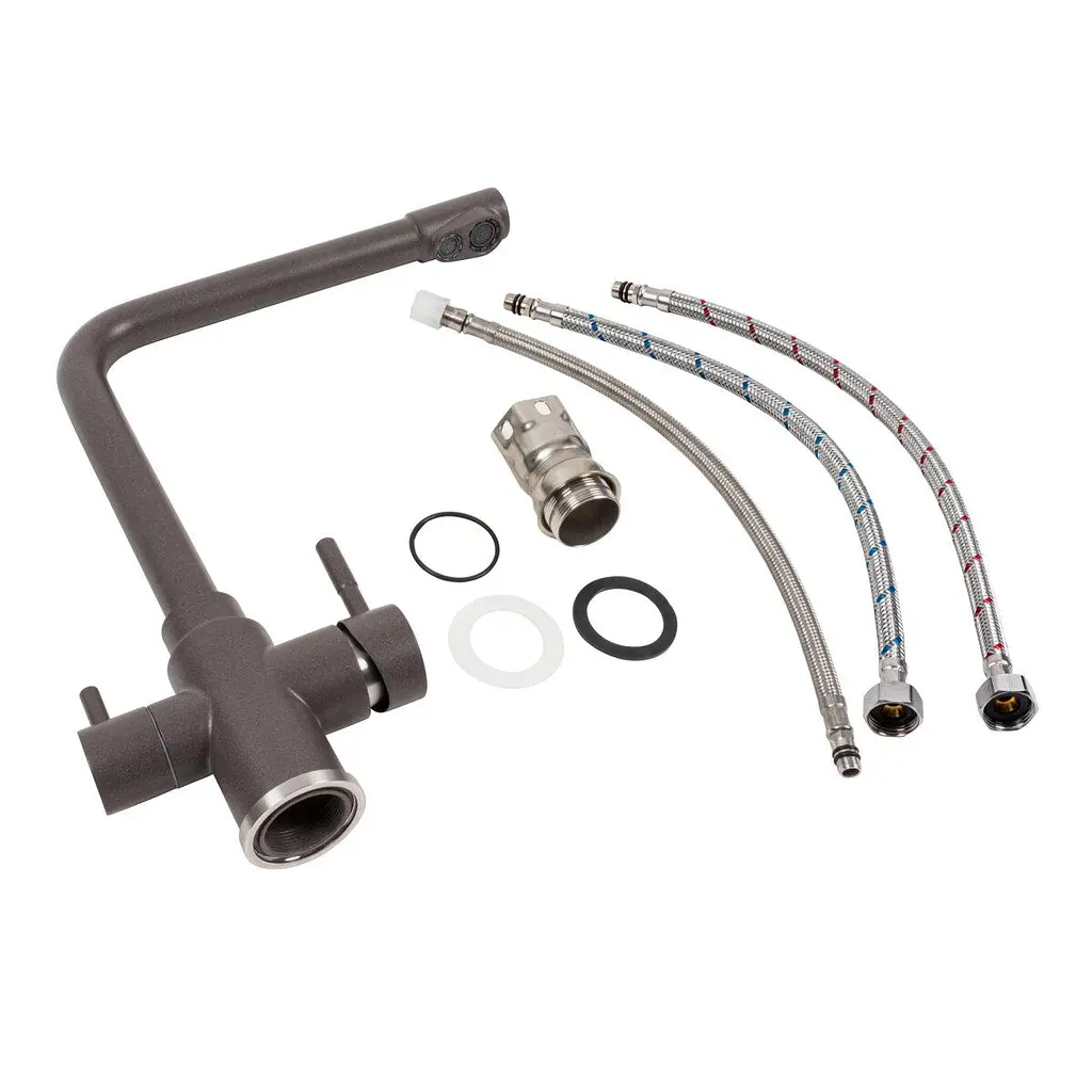 Змішувач під фільтр Platinum KT 8201 (8626) поворотний двоважільний з нержавіючої сталі гренадін - фото 2