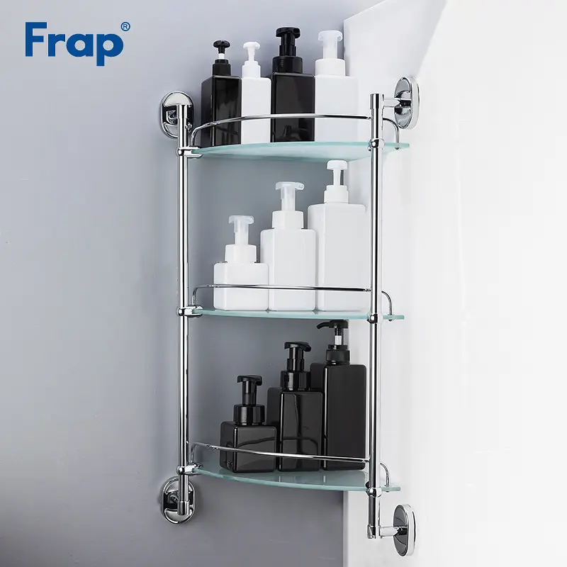 Полиця скляна потрійна кутова 250x250 Frap F1907-3 1/10, Хром - фото 3