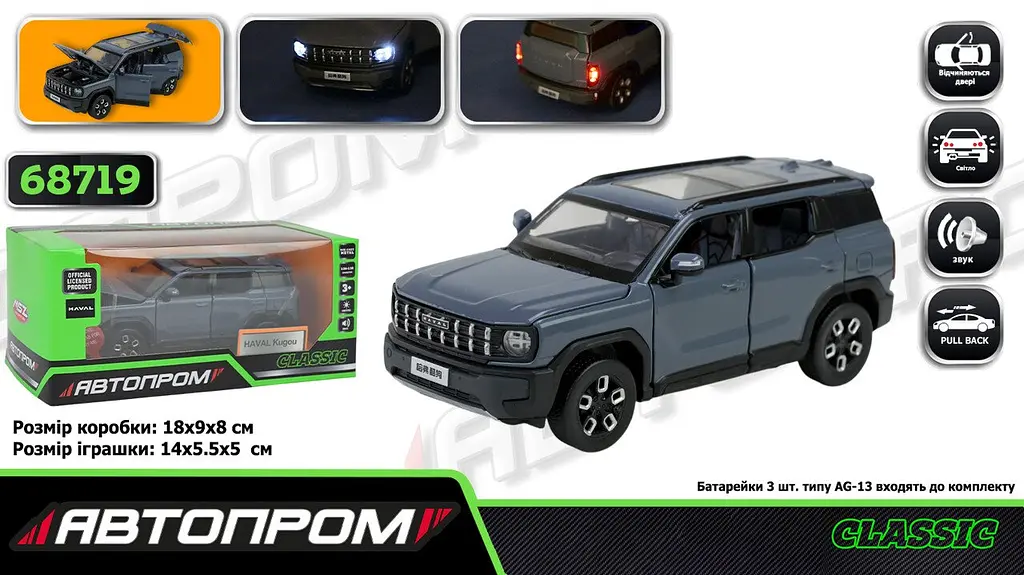 Іграшка Машина АВТОПРОМ 68719 Сірий shop (6906231363065)