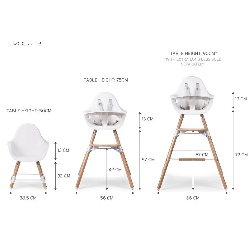 Стілець для годування Childhome Evolu 2 з бампером білий (CHEVOCHNW) - фото 6
