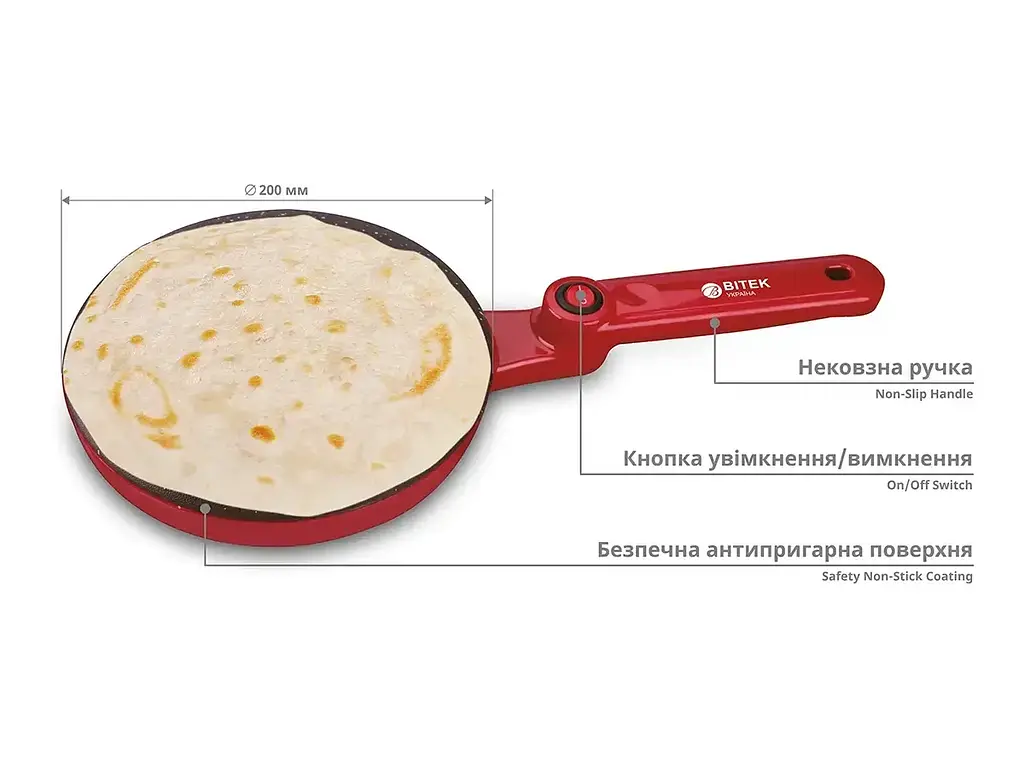 Електрична сковорода для млинців BITEK 220 В 1600 Вт BT-5209 - фото 3