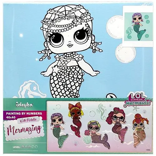 Картина за номерами з фарбами металік "L.O.L. Surprise! Mermaids Merbaby" 40х40 см - фото 2