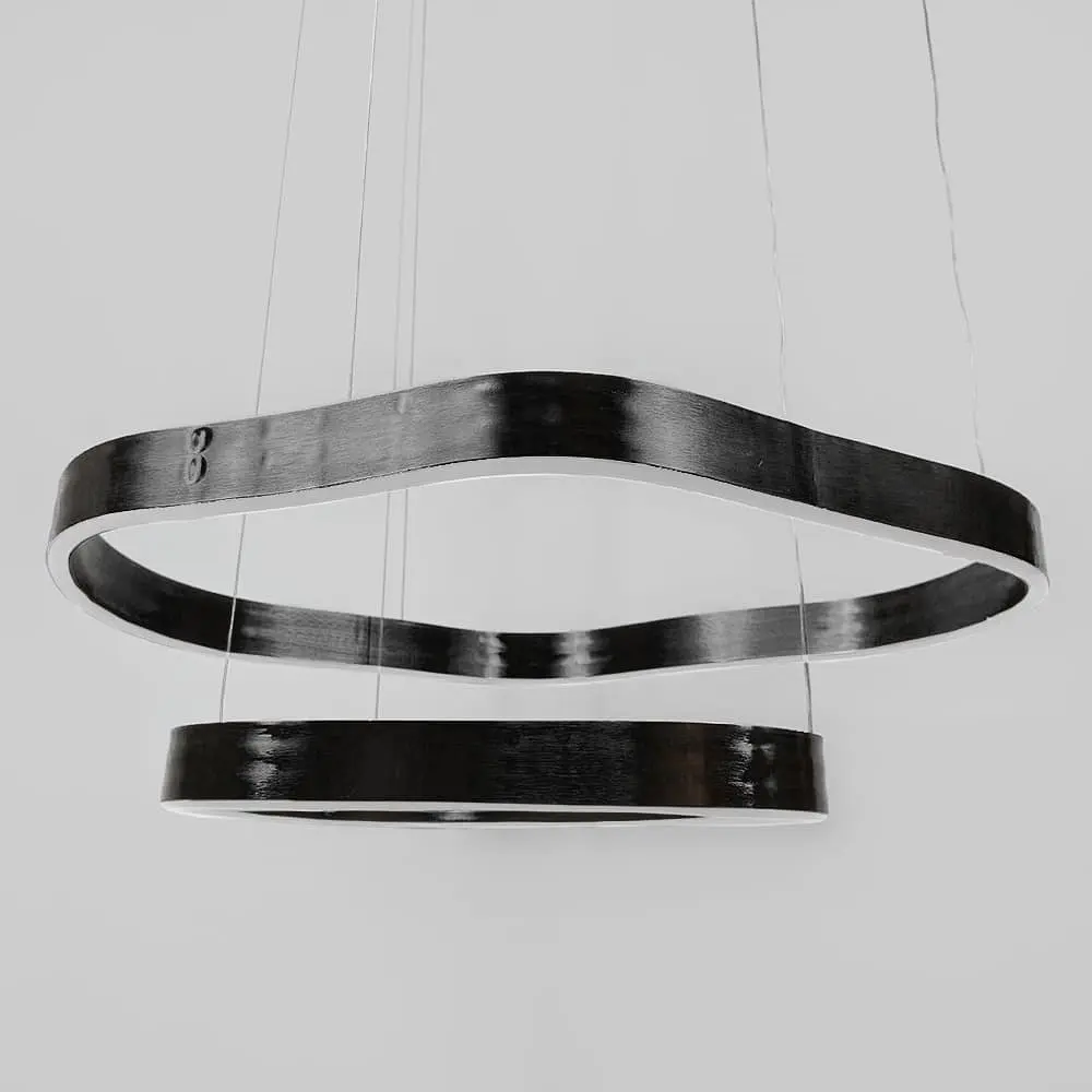 Эффектная черная люстра на 2 яруса 65х55 см и 45х30 см | Ст. PCL006-600*400 BK | Line F - фото 2