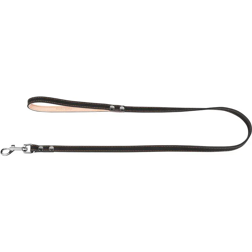 Поводок для собак Collar, двойной, с прошивкой, кожаный, 122х1,6 см, черный - фото 2