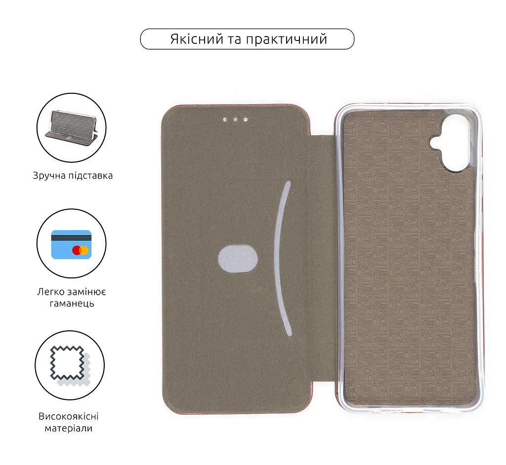 Чехол-книжка для Samsung Galaxy A05 (A055), G-Case, бордовый, кожаный чехол-книга из экокожи (PU) и TPU, с магнитом, с подставкой и вместительным кардхолдером, противоударный, защита всего корпуса, ArmorStandart (ARM71914) - фото 3