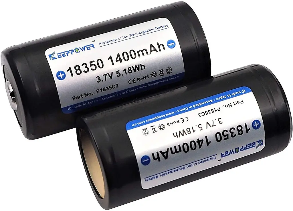 Акумулятор 18350 Keeppower P1835C3 1400 mAh (Чорний) - фото 2