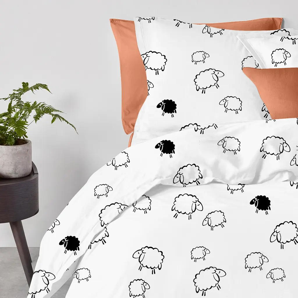Комплект постельного белья Cosas Sheep dark black CS3 Полуторный черный (SheepBlackWhite_Terrakot_160) - фото 2