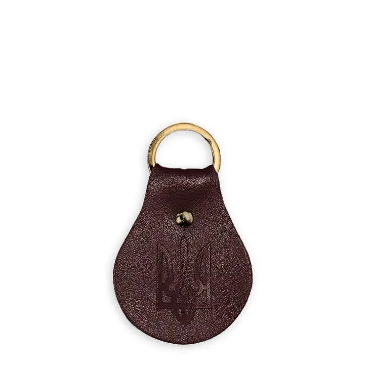 Шкіряний брелок Патріотичний з гербом бордовий - фото 5