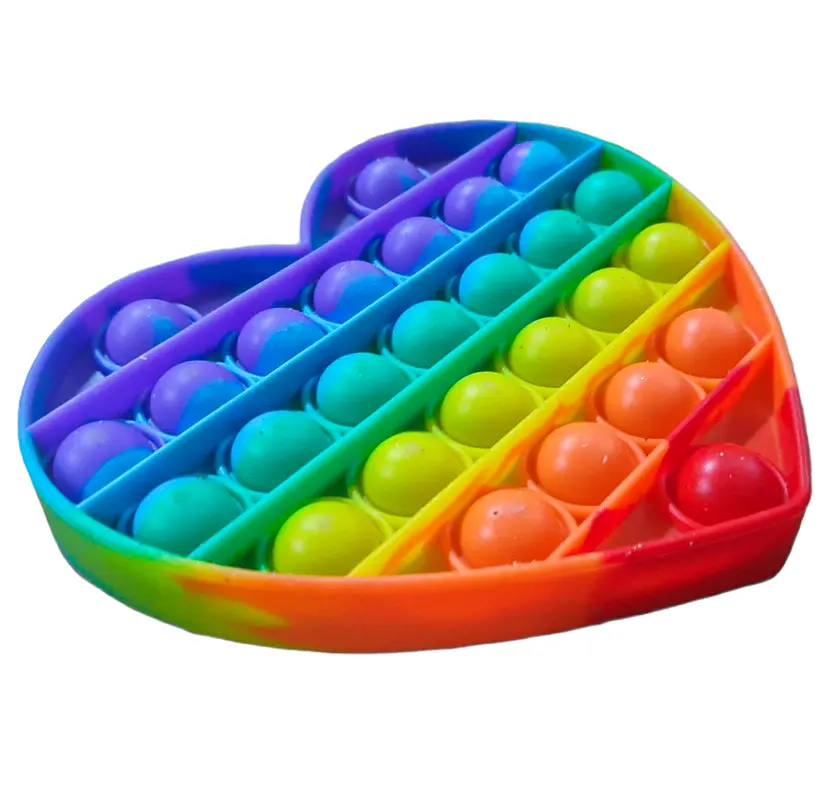 Сенсорна іграшка антистрес силіконова нескінченна пухирця поп іт UKC Pop It Fidget серце веселка