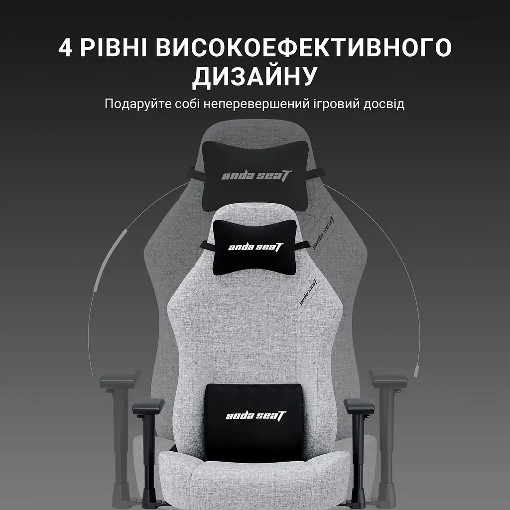 Ігрове крісло Anda Seat Luna Pro Gray Fabric Size L (AD18T-44-G-F) - фото 9
