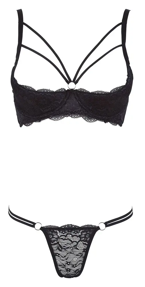 Комплект білизни Cottelli Lingerie Shelf Bra Lace, 75B/S (чорний) - фото 7