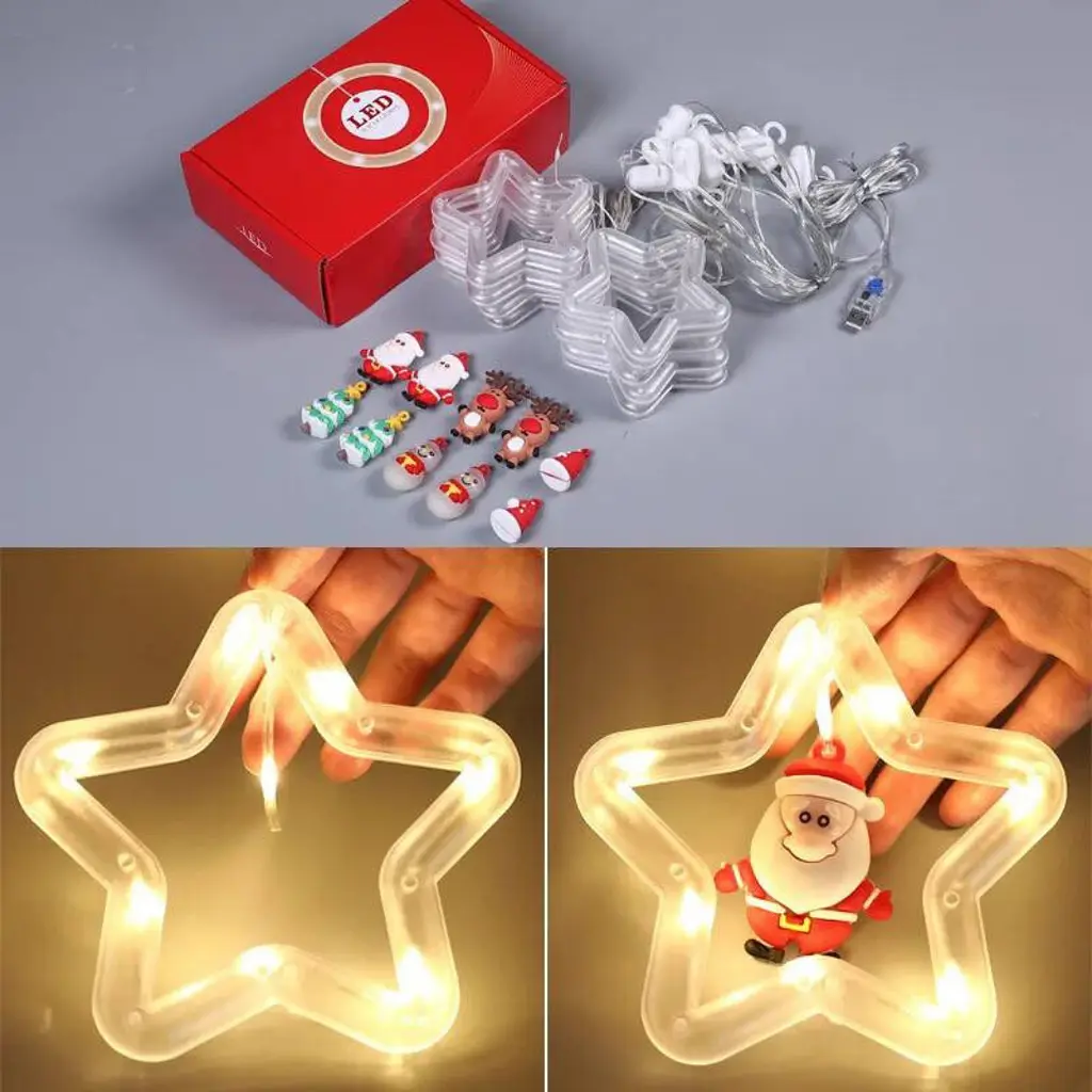 Світлодіодна гірлянда штора зірки 3D Niki Light 3м завіса зірки з фігурками всередині теплий білий - фото 3