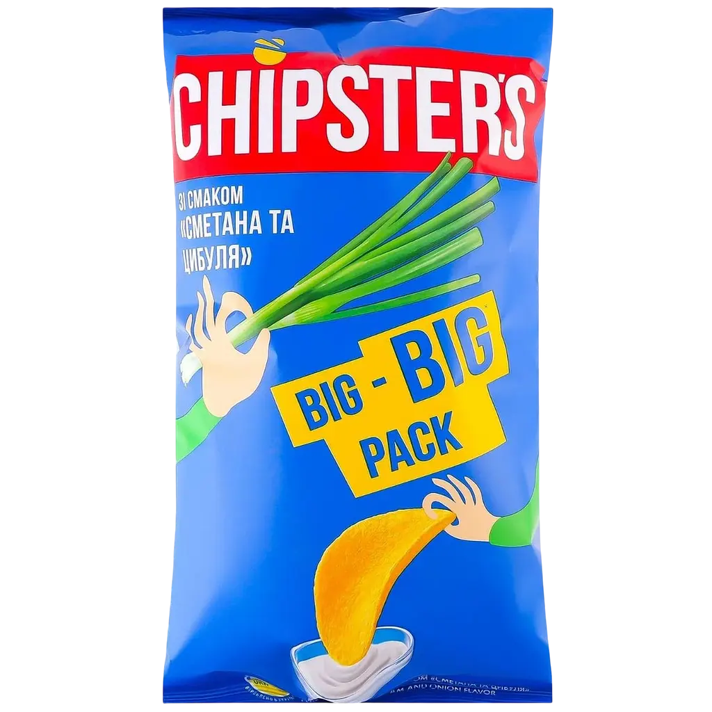 Набір чипсів Chipster's: зі смаком сиру + зі смаком сметани та цибулі 300 г (2 шт. х 150 г) - фото 3