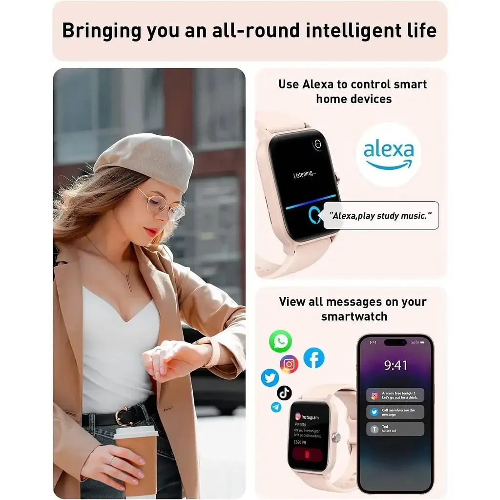 Смарт-годинник Gydom IDW13 IP68 Alexa рожеві - фото 4