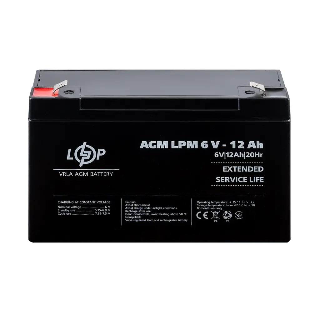 Аккумулятор AGM LPM 6V - 12 Ah - фото 2