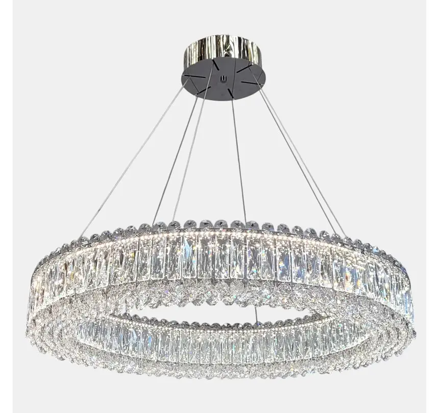 Велика підвісна світлодіодна кришталева кільцева люстра Artlight 551/800CH діаметром 78,5 см з трьома режимами освітлення - фото 4