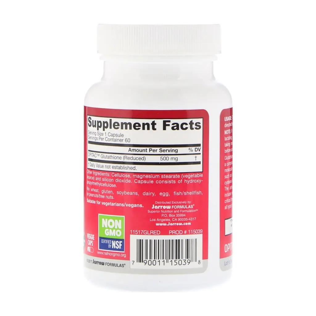 Амінокислота Jarrow Formulas Глутатіон відновлений, 500 мг, Glutathione Reduced, 60 вегет (JRW-15039) - фото 2