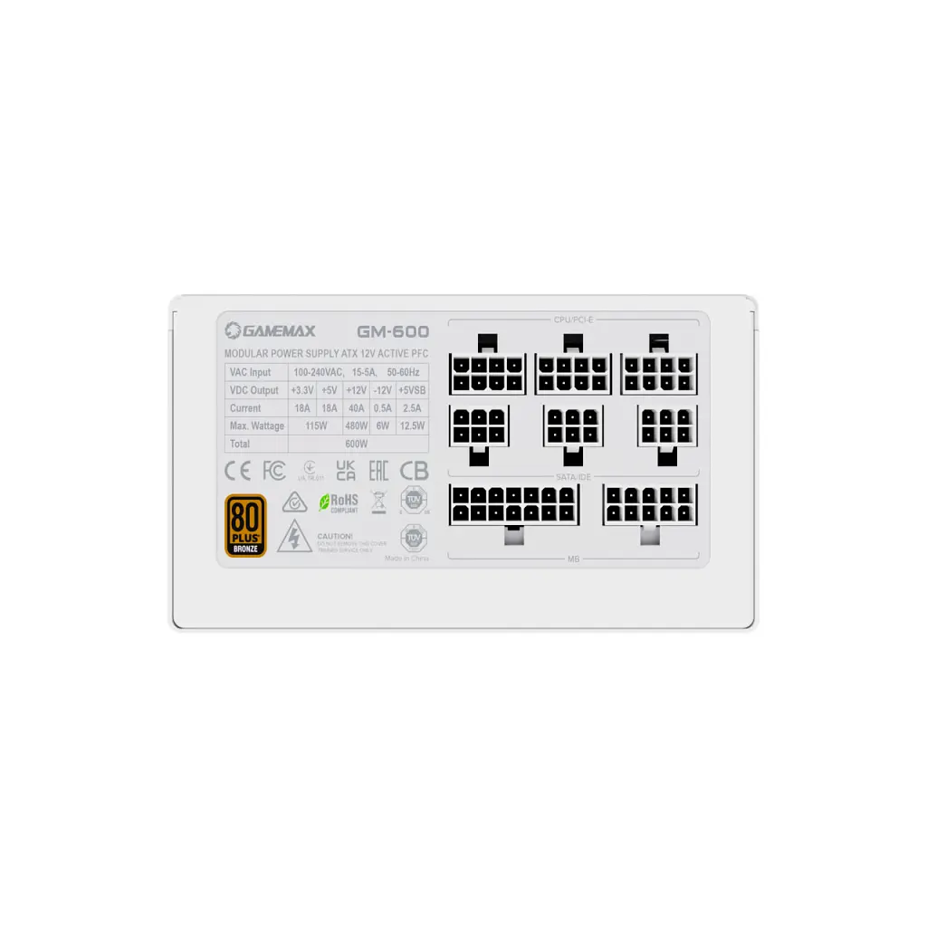 Блок живлення Gamemax 600W GM-600 Modular white (GM-600 Modular white) - фото 9