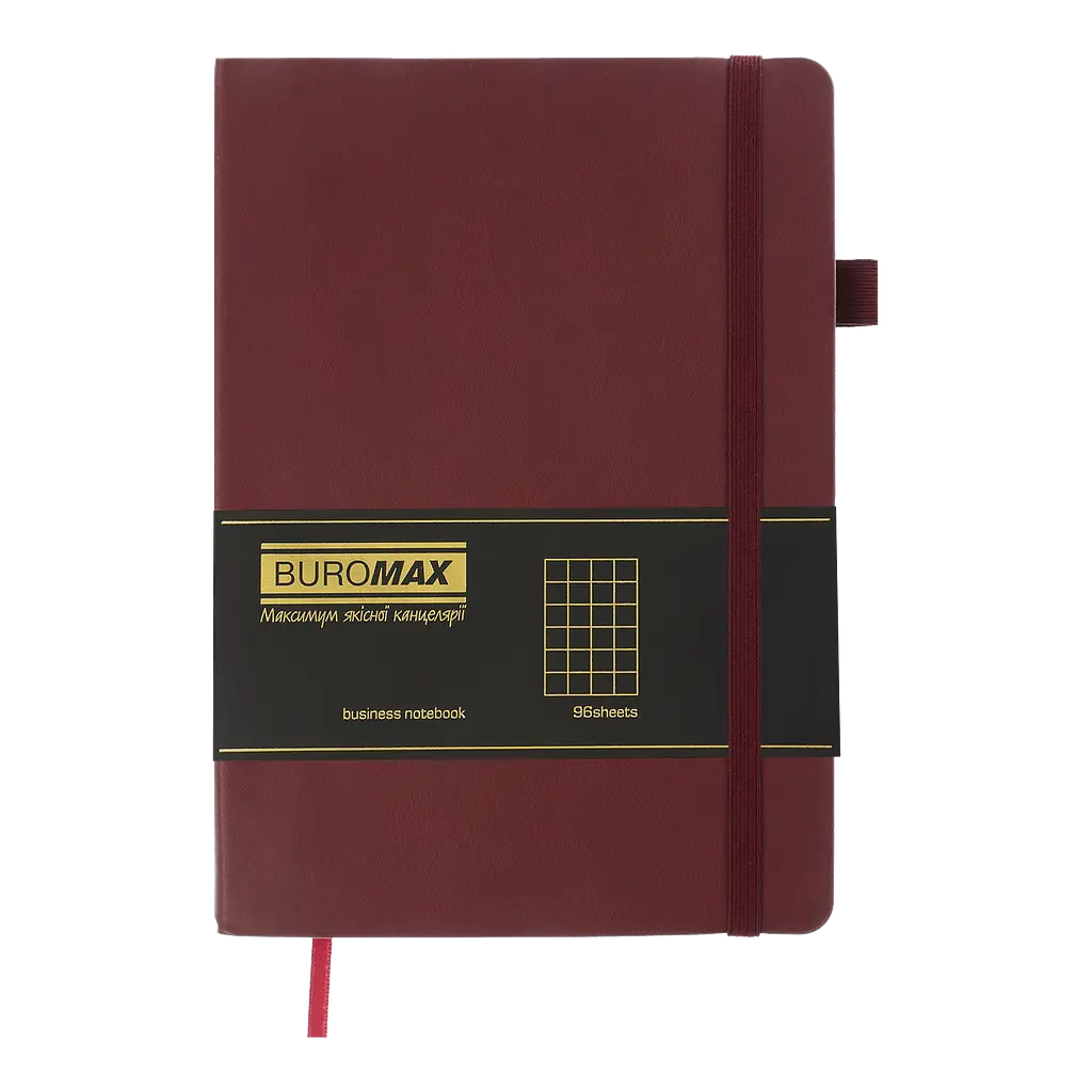 Блокнот деловой Buromax Logo2U Brief А5 96 л. в клеточку обложка из искусственной кожи темно-красный (BM.295104-13) - фото 2