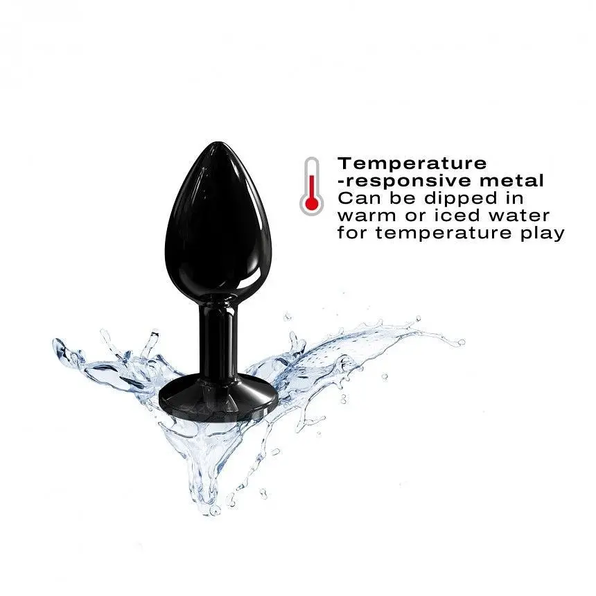 Металева анальна пробка з прикрасою у вигляді кристала Dorcel - Diamond Plug, чорна S - фото 4