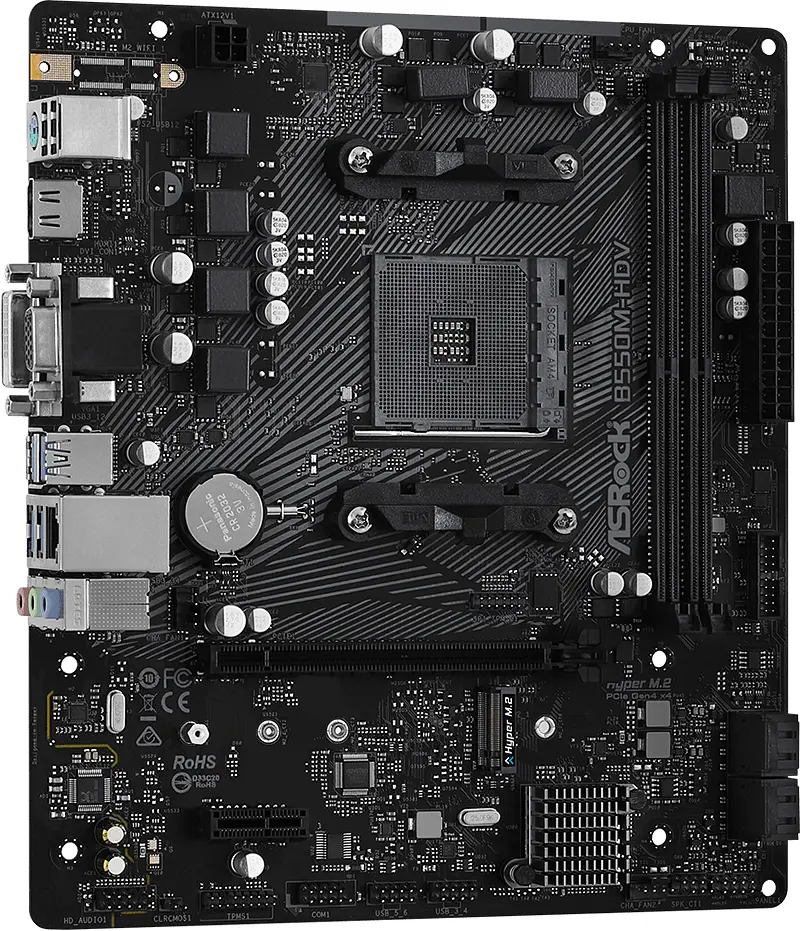 ASRock B550M-HDV (AM4/B550, 2*DDR4, PCIex16, DVI/HDMI/VGA, 4xSATA, M.2, GLan, 7.1ch, mATX) - фото 2