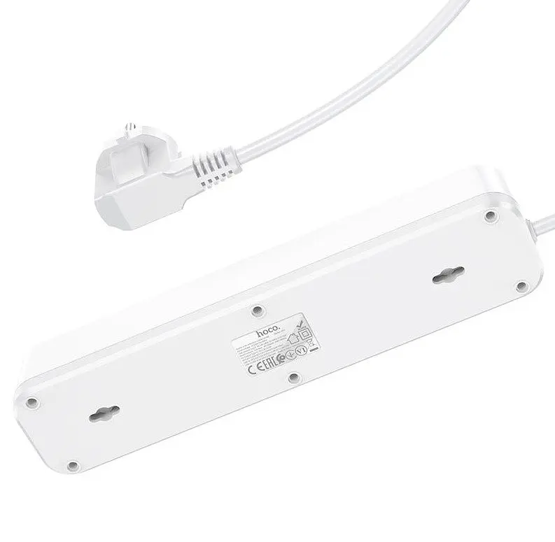 Мережевий фільтр подовжувач Hoco NS-1 4000W 4 розетки Type-C PD20W + 2 USB 18W White - фото 3
