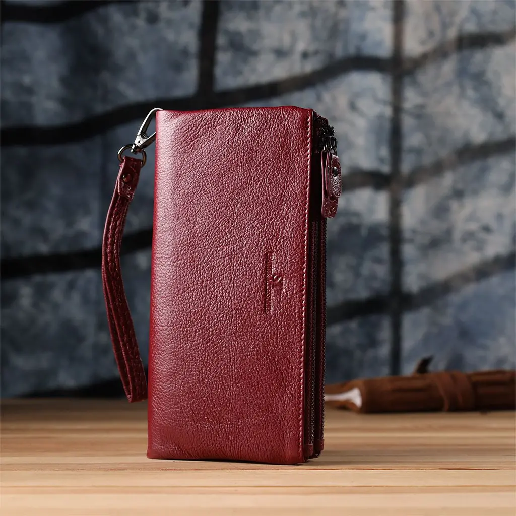 Шкіряний гаманець на три відділення ST Leather 23108 бордовий - фото 9
