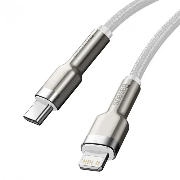 Кабель Baseus Cafule Metal USB-C to Lightning PD 20W 2m White (CATLJK-B02) [71406] - фото 4
