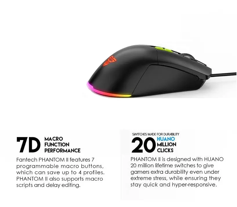 Игровая мышь Fantech VX-6 PHANTOMII 60IPS, 20G, 7200DPI Black - фото 7