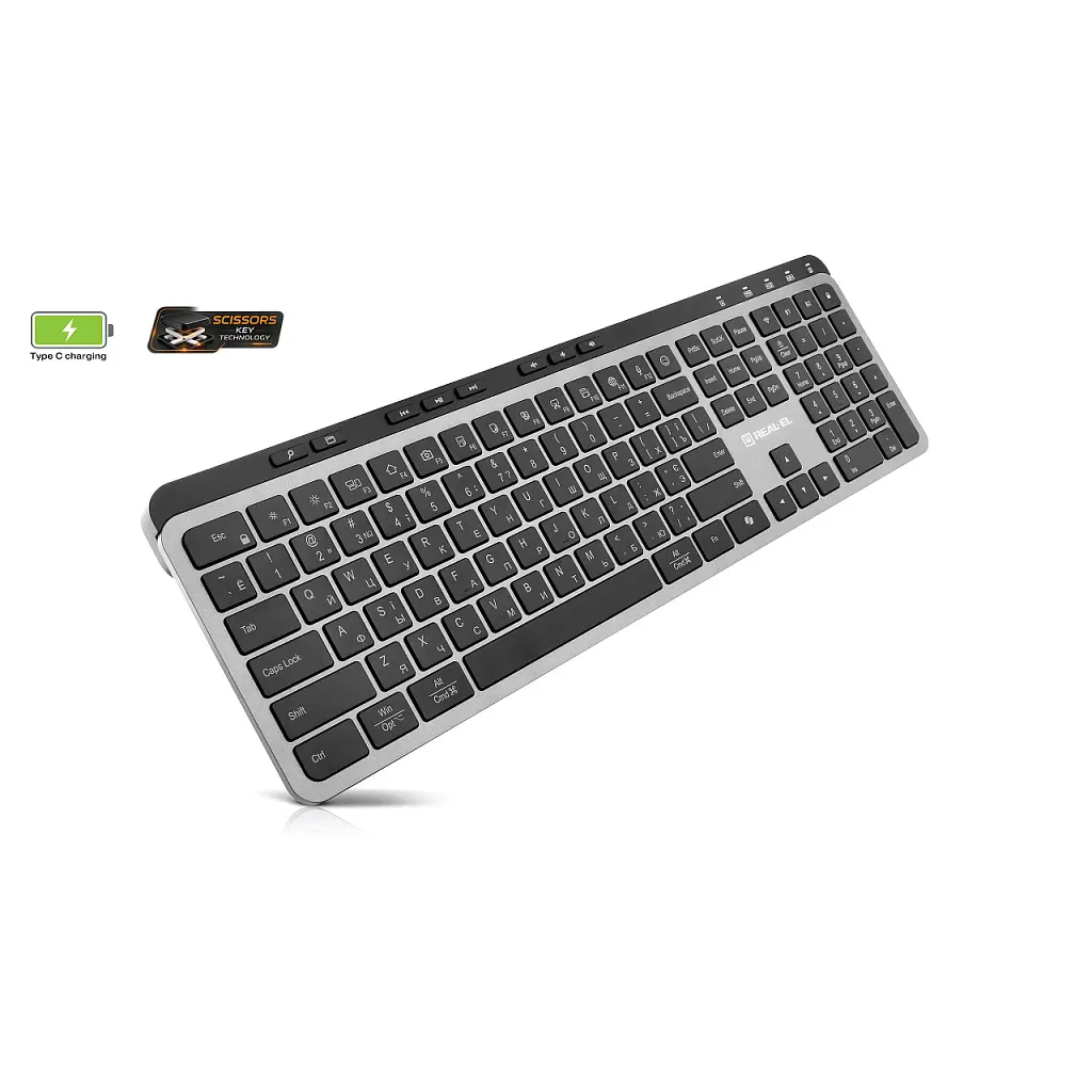 Клавіатура REAL-EL RK-737W Wireless/Bluetooth Black/Grey (EL123100060) - фото 2
