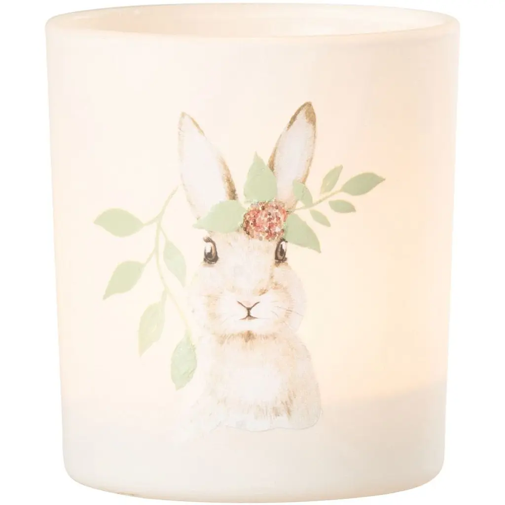 Свічник J-line скляний з зайчиком 8 см білий (33368) - фото 2