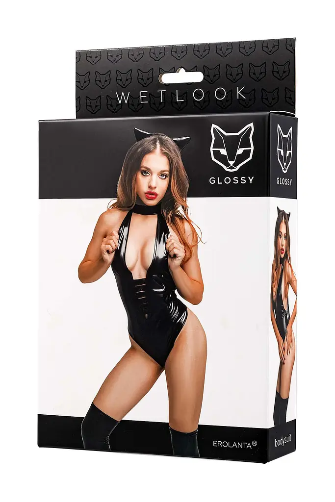 Боди Glossy Kitti Wetlook S (черный) - фото 4