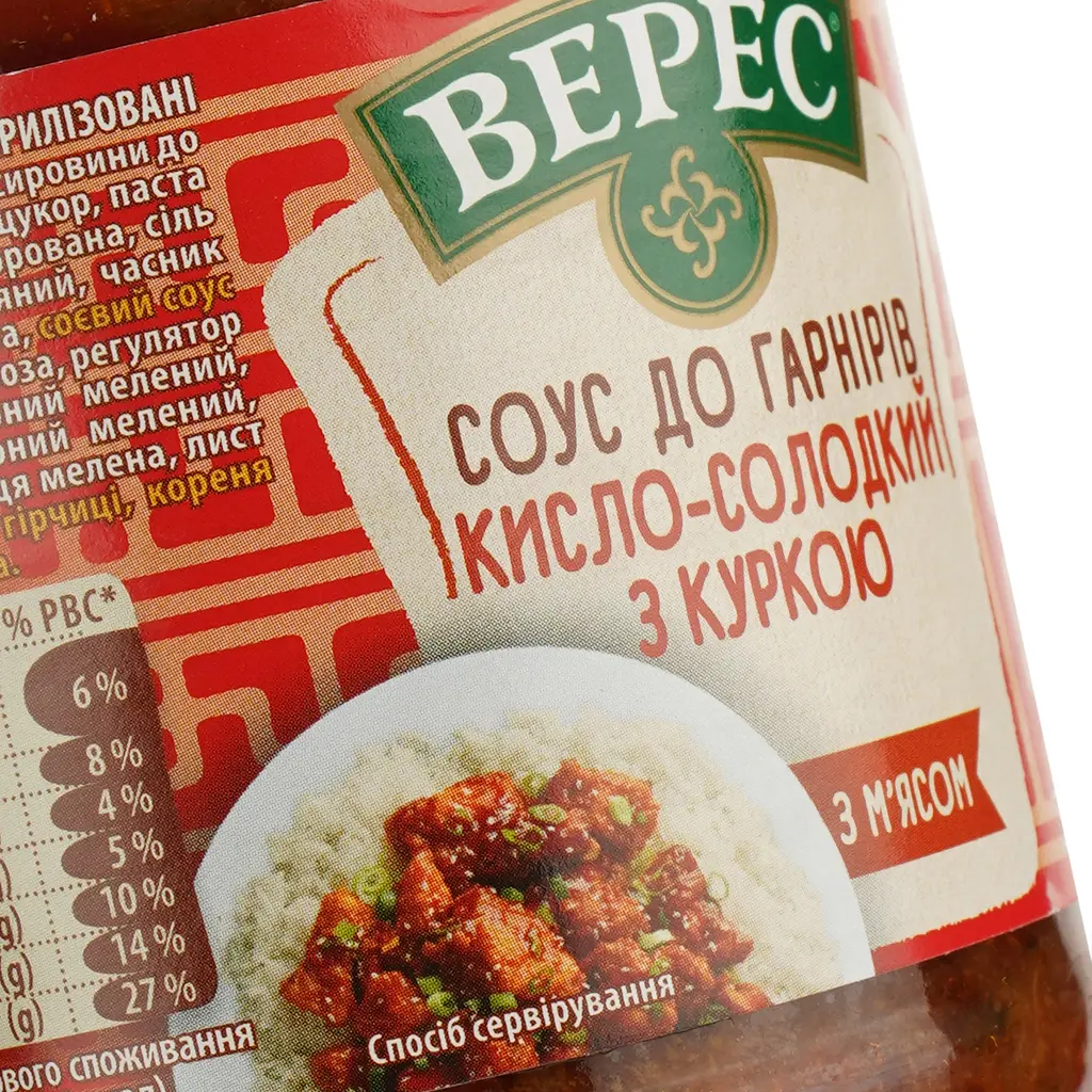 Соус до гарнірів Верес Кисло-солодкий з куркою 310 г (921292) - фото 4