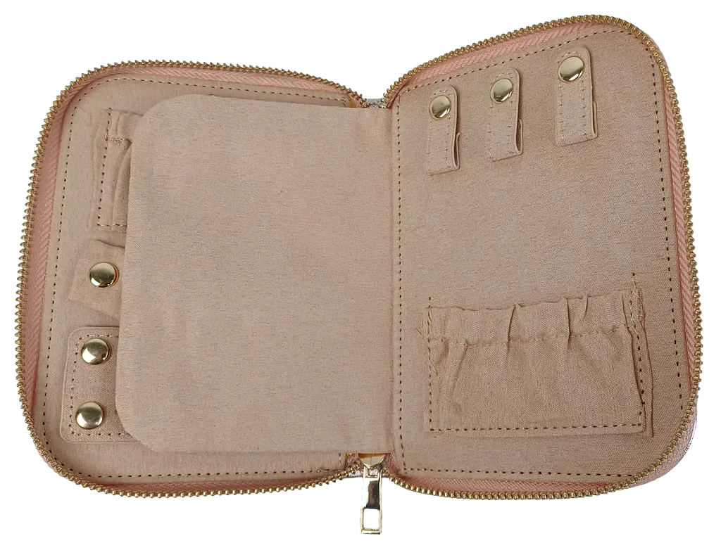 Органайзер для прикрас футляр Travel Jewelry Case 16х12,5х2,5 см Рожевий перламутр - фото 5