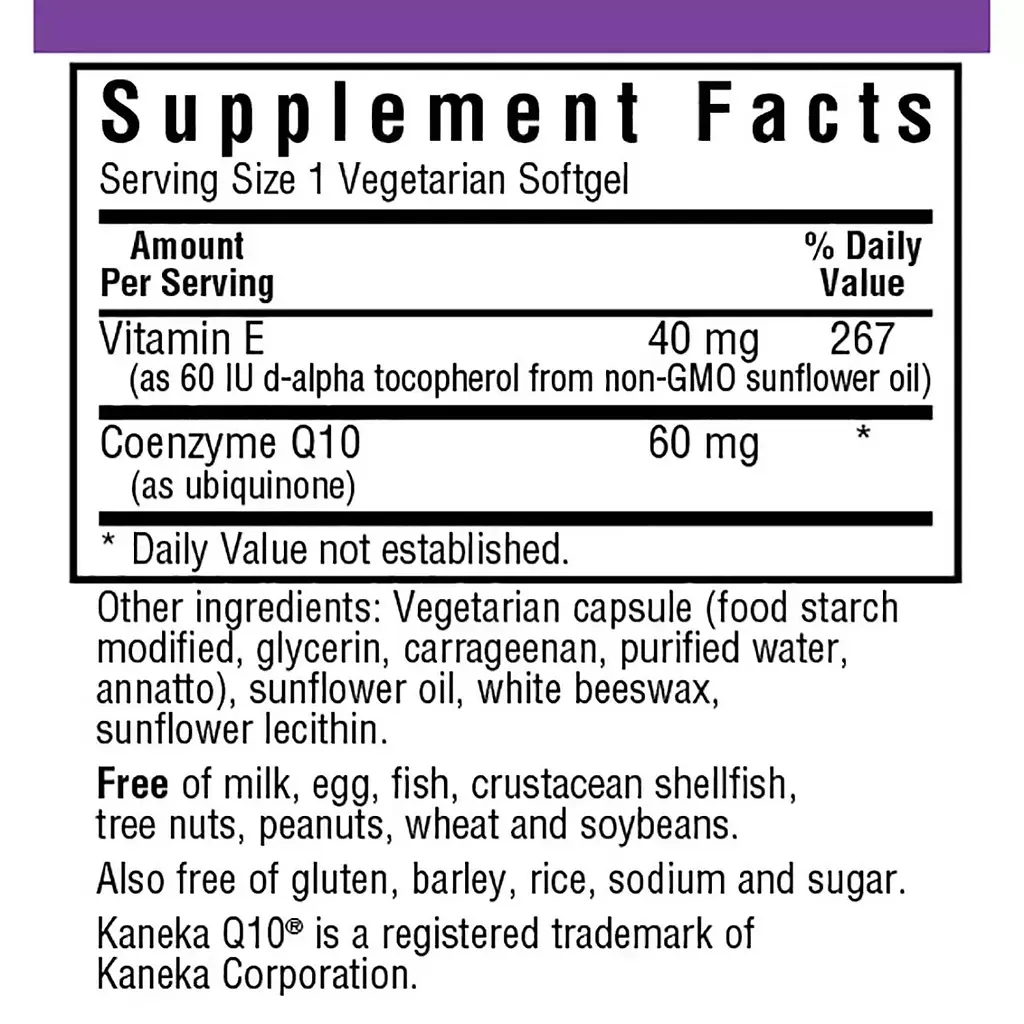 Коензим Q10 Bluebonnet Nutrition CoQ10 60 мг 30 желатинових капсул - фото 2