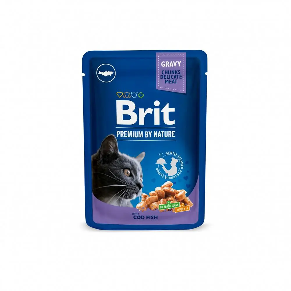 Вологий корм Brit Premium Бріт Преміум для котів, тріска, пауч 100 г (арт.100272/506002)