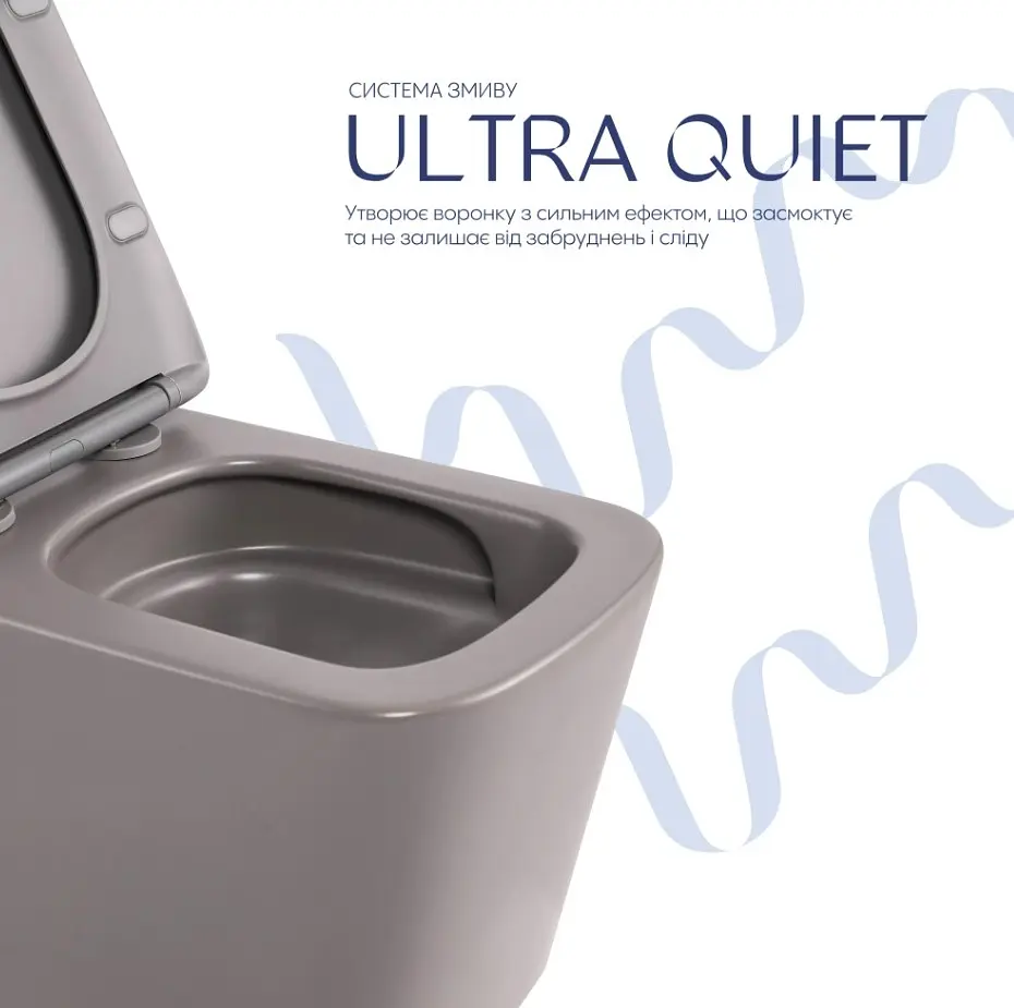 Унітаз підвісний Qtap Tern Ultra Quiet, з сидінням Slim Duroplast/ Soft-close/ Quick relase QT17332303ASSG - фото 4
