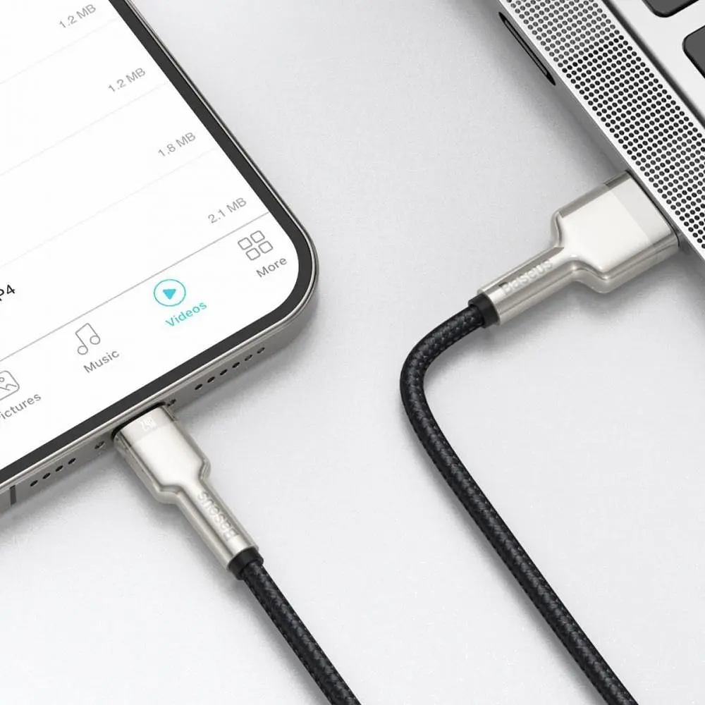 Кабель Baseus Cafule Series Metal Data Cable USB to Lightning 2.4A 0.25m Black (CALJK-01) - фото 2