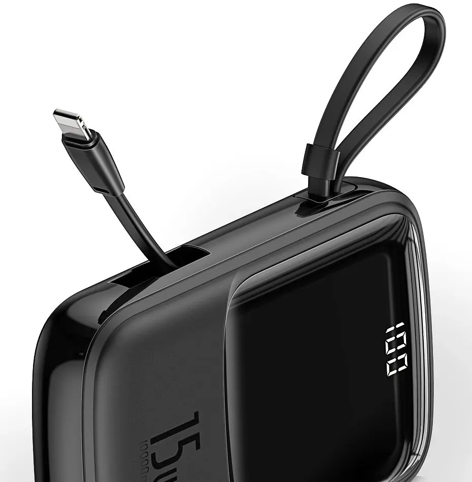 Внешний аккумулятор Baseus PPQD-B01 Qpow 10000 mAh с кабелем для iPhone черный - фото 2