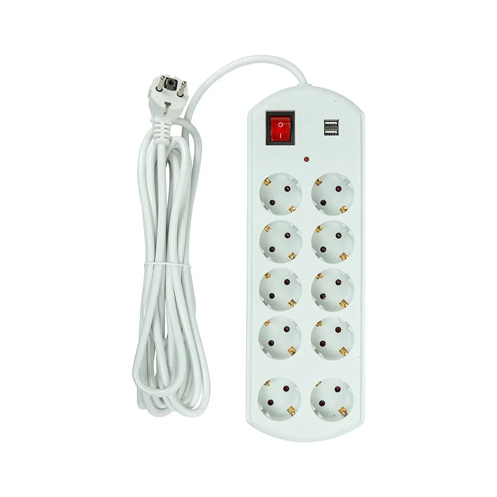 Мережевий фільтр живлення PowerPlant 5м, 10 розеток, USB, євро, 100% мідь (YS-N6065/5) (EX610556) - фото 2