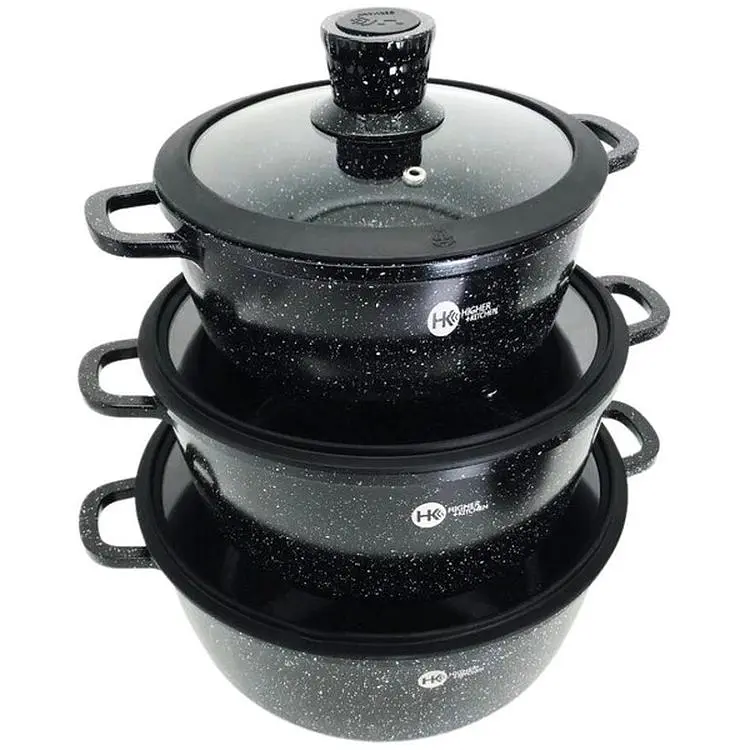 Набір каструль з антипригарним гранітним покриттям Higher Kitchen XPRO НК-324 чорний (42863-НК 324_2356) - фото 2