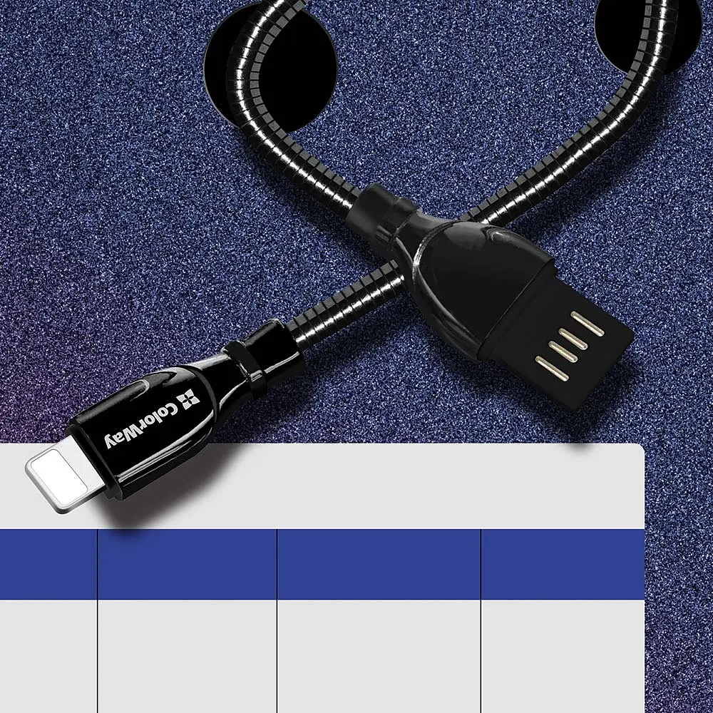 Кабель ColorWay USB - Apple Lightning (metal spring) 2.4А 1 м Black - фото 7