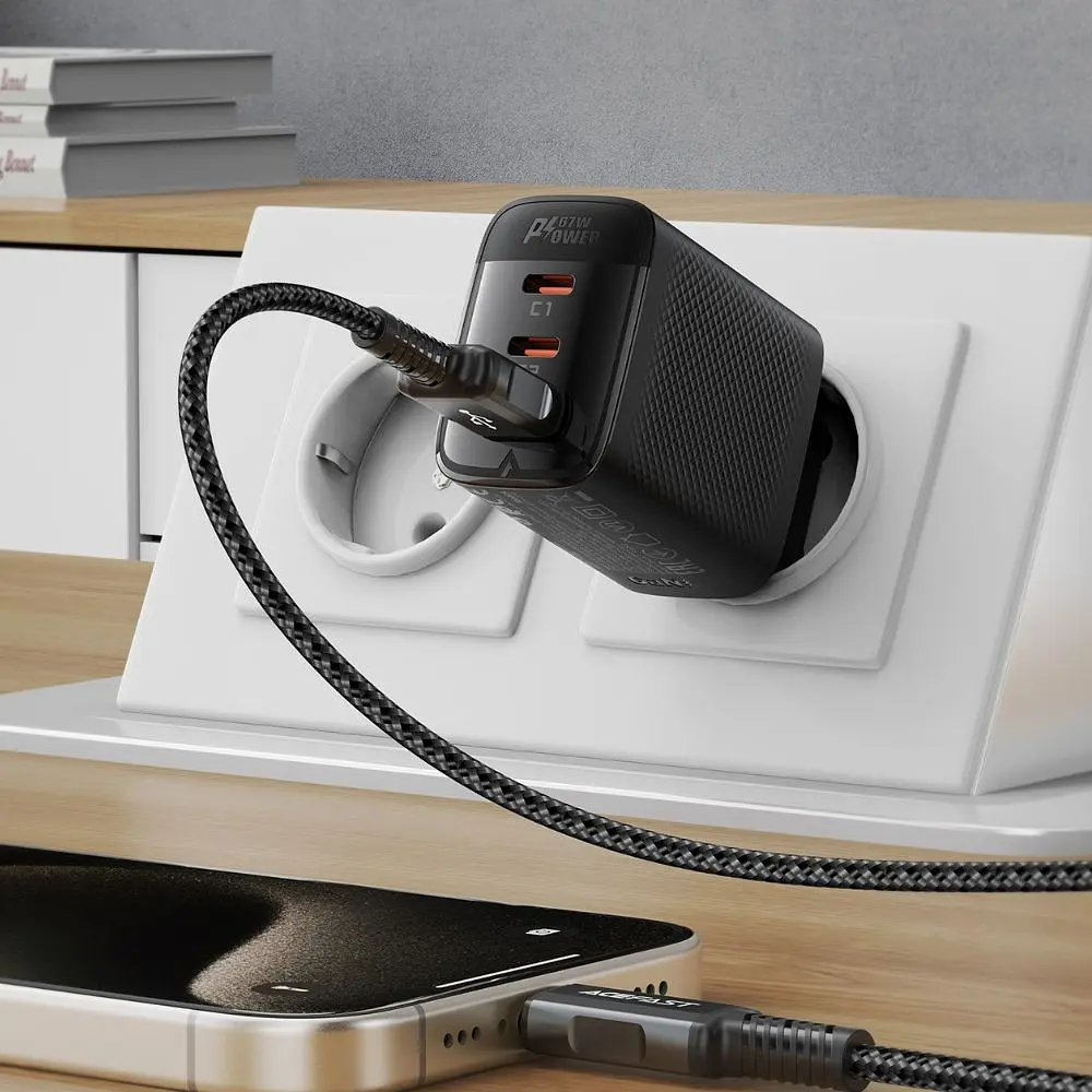 Мережевий зарядний пристрій ACEFAST A108 PD67W GaN (2*USB-C+USB-A) charger Black (6974316284048) - фото 7