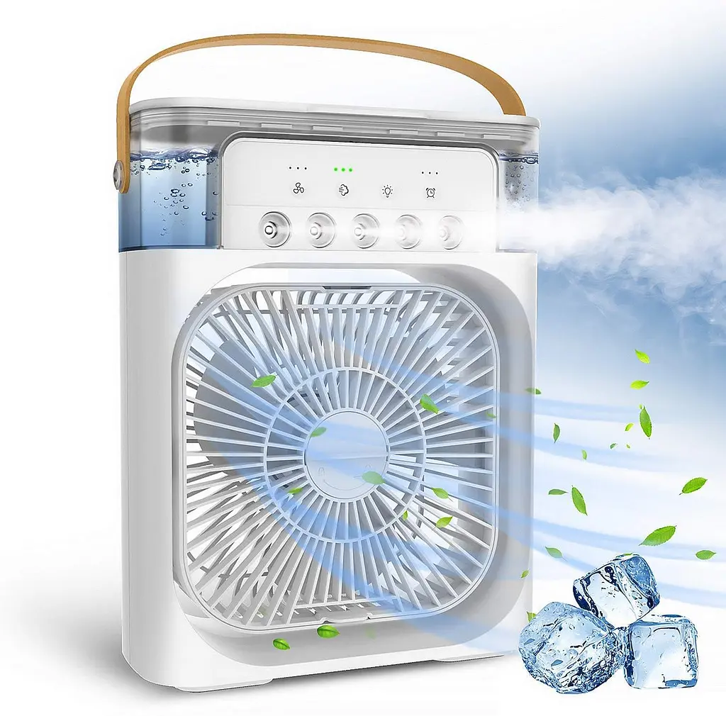 Вентилятор Air Cooler Fan USB з зволожувачем повітря та підсвічуванням (Білий) - фото 2