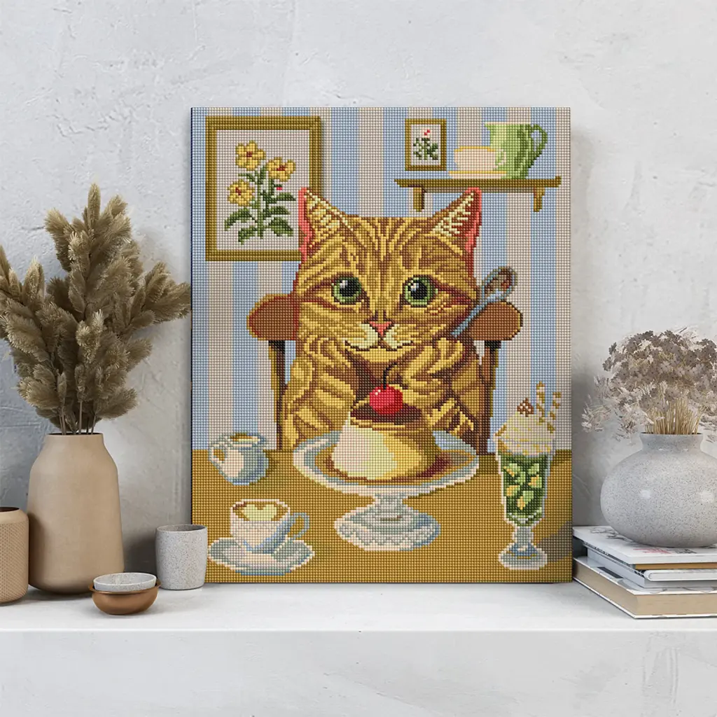 Алмазна мозаїка «Котяче частування» - фото 9