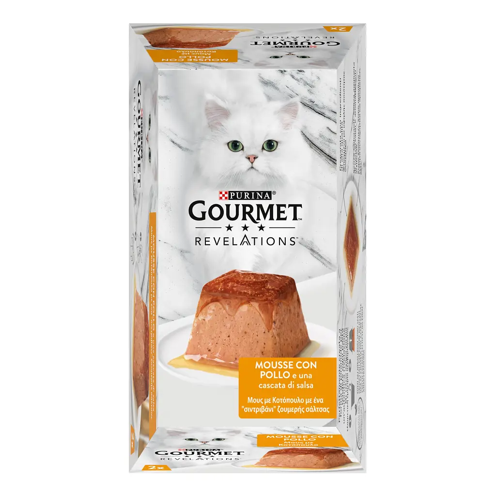 Набор влажных кормов Gourmet Revelations Мусс с курицей и соусом полнорационный для взрослых кошек 114 г (2х57 г) - фото 4