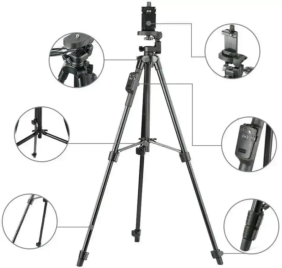 Штатив тренога NeePho NP-8810 не съемная площадка + держатель + пульт + чехол (50-150см) Черный - фото 10